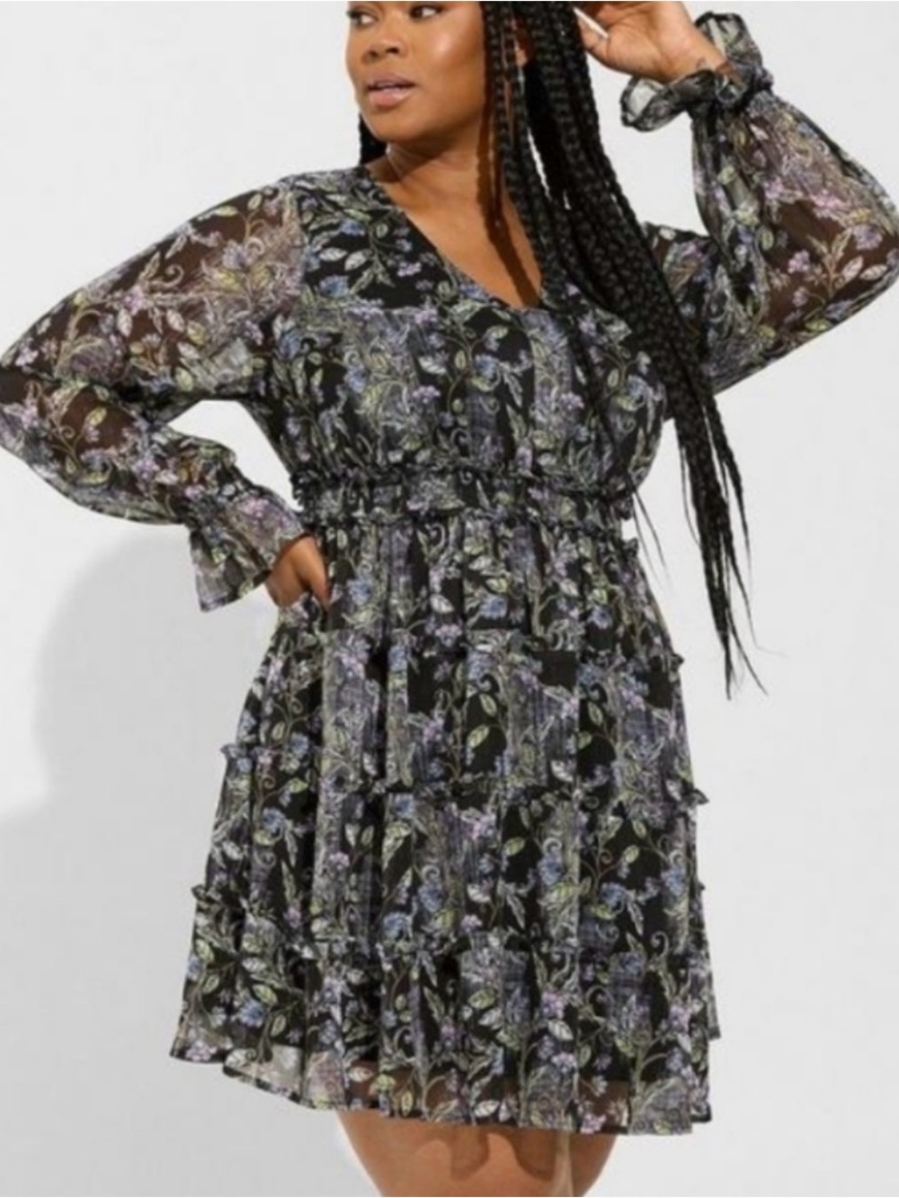 Torrid Mini Lurex Chiffon Tiered Dress SZ 26/4X